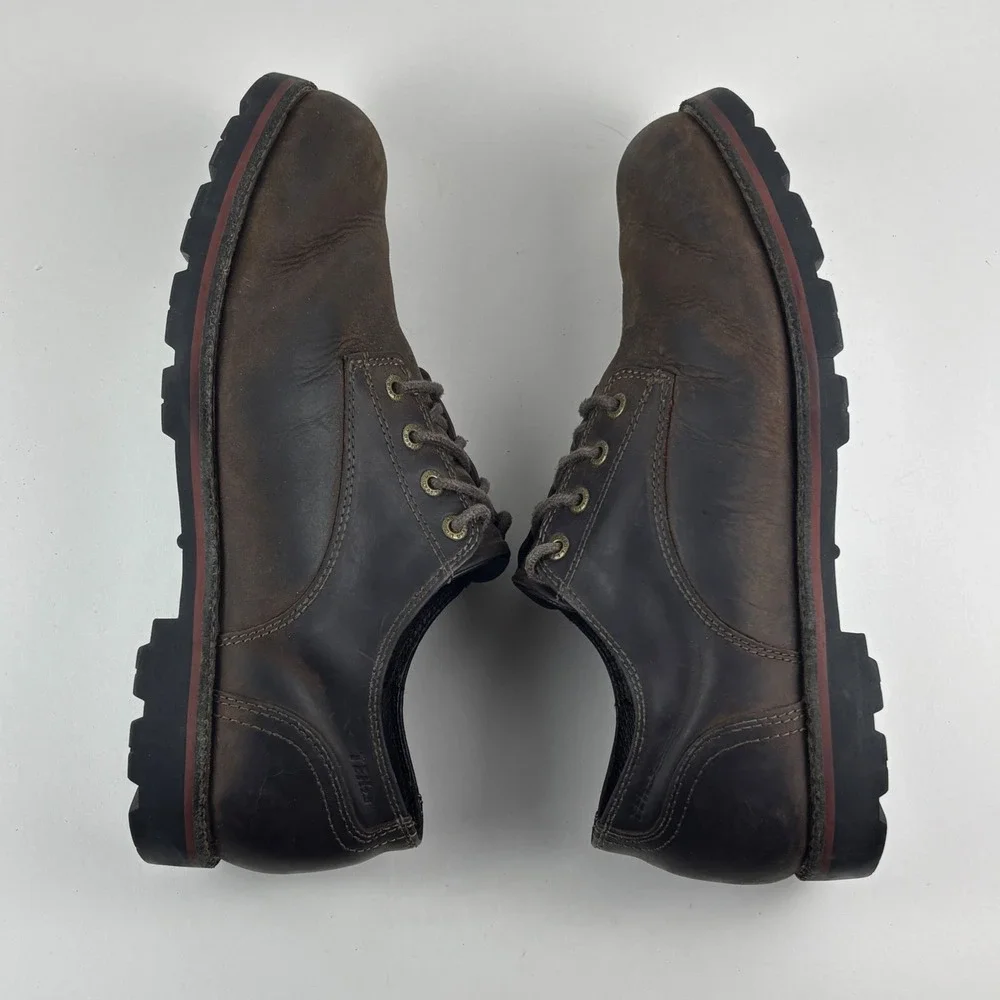 L.L. Bean Waterproof Leather Oxfords Mens 10 Medium Dark Brown Rugged Lug